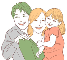 笑い合う家族（シンプルカラーバージョン）