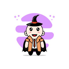 Cute detective character wearing witch costume.