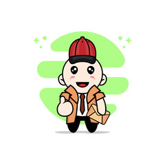Obraz na płótnie Canvas Cute detective character wearing postman costume.