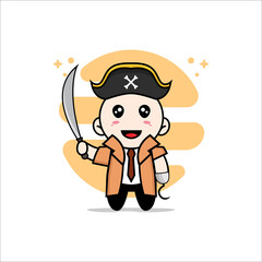 Cute detective character wearing Pirate costume.