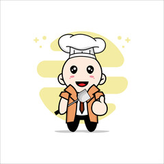 Cute detective character wearing chef costume.