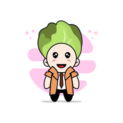 Obraz premium Cute detective character wearing cabbage costume.