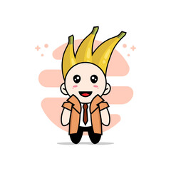 Cute detective character wearing banana costume.