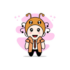 Cute detective character wearing ant costume.