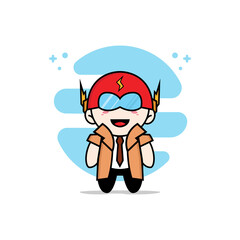 Cute detective character wearing superhero costume.