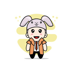 Cute detective character wearing rabbit costume.