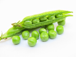 fresh peas isolated on white background