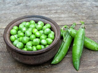 fresh green peas in a bowl