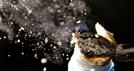 Macro shot of smoke and dust 