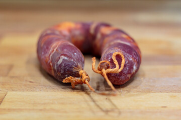 Portuguese Chorizo on wooden board