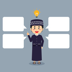 Muslim Character Shows Get Idea with Bubble Text