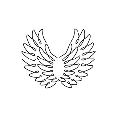 wings line art, print for clothes, t-shirt, emblem or logo design, small tattoo, isolated vector illustration.