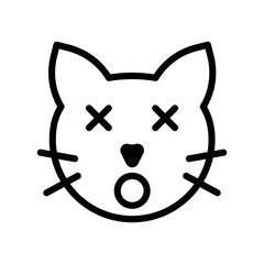 set of line icons, emoticons, cat face, vector illustration of a dizzy seven-circle symbol