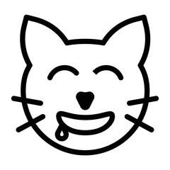 set of line icons, emoticons, cat faces, vector illustrations for symbols of taste or taste