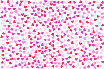 red and pink heart pattern on white background