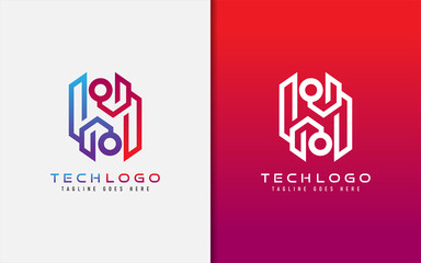Abstract Technology Logo Design. Modern Colorful Futuristic Line Symbol Design, Usable For Business, Community, Industrial, Tech, Services Company. Flat Vector Logo Design Illustration.