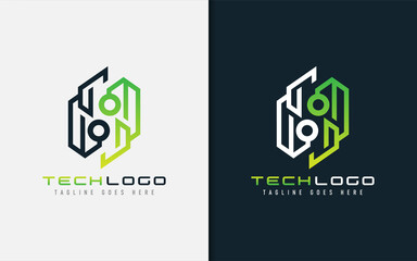 Abstract Technology Logo Design. Modern Colorful Futuristic Line Symbol Design, Usable For Business, Community, Industrial, Tech, Services Company. Flat Vector Logo Design Illustration.