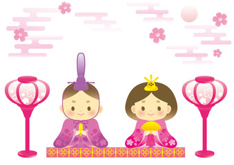 イラスト素材: ひなまつり　背景イラスト　ピンク　コピースペース