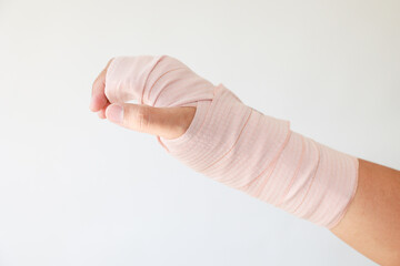 Splint and bandages Wrist Because of Injury.Cast and Splint Immobilization