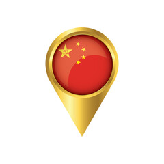 Flag of China.symbol check in China, golden map pointer with the national flag of China in the button. vector illustration.