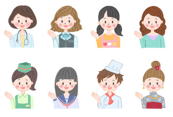 女性アイコン色鉛筆風3