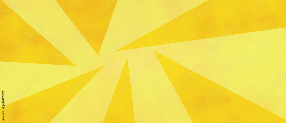 Wall mural bright yellow geometric background with abstract gold triangles and lemon yellow color with texture