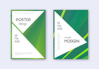 Stylish cover design template set. Green abstract