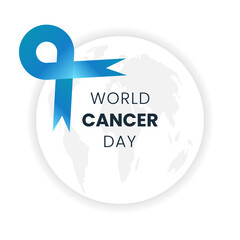 world cancer day background. minimalist design concept of cancer day greeting card with blue ribbon