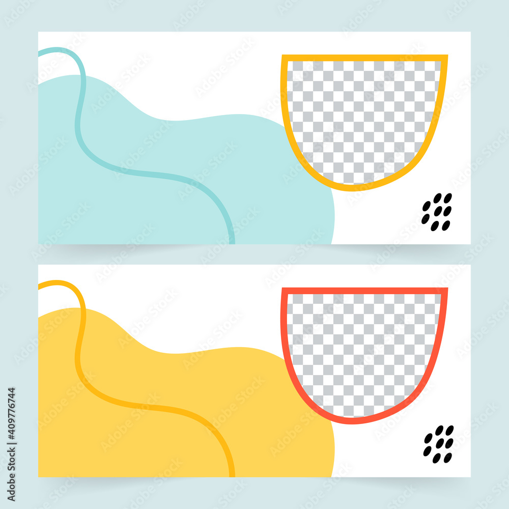 Wall mural set of editable minimal horizontal banner template. suitable for social media post and web internet 