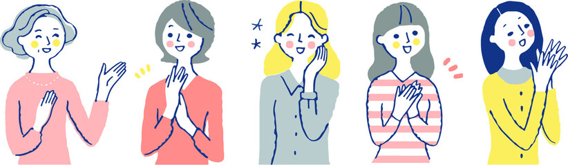 笑顔の女性5人　セット