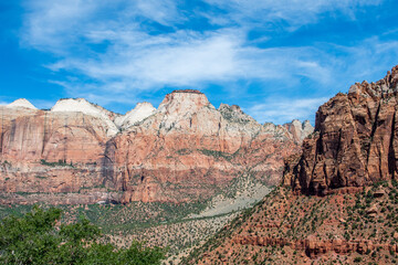 An overlooking view of nature in Zion National Park, Utah