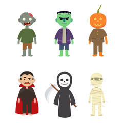cute halloween character in flat design