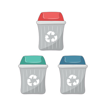 Simple Garbage container, colored Line art vector illustration 