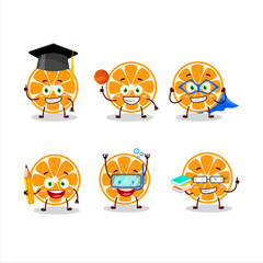 School student of slice of kumquat cartoon character with various expressions