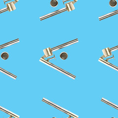 Seamless pattern from garlic press isolated on blue flat lay