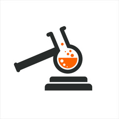 icon of hammer or law symbol combined lab icon.
