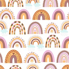 Cute vector seamless rainbow pattern. Print on theme of Easter, spring, summer, nature. Beautiful fashionable packaging, print for fabric, postcard, cover, banner, poster. Use in printing and textiles