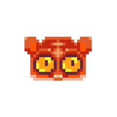 Lemur head. Pixel art icon. Stickers design. Isolated vector illustration.