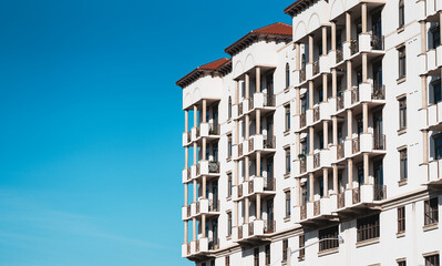 Obraz premium apartment building country sky color blue 