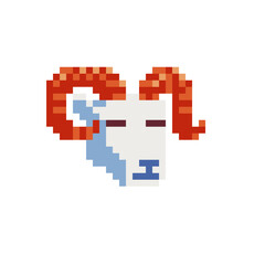Obraz premium Ram head. Pixel art icon. Isolated vector illustration. Design elements for logo farm, sticker and mobile application.
