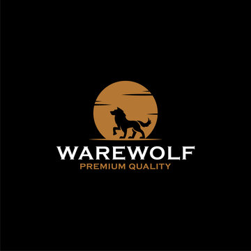 Wolf Night walk Logo design hipster