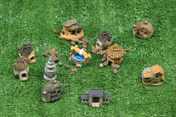 miniature decoration of dwarf houses and fantasy land 
