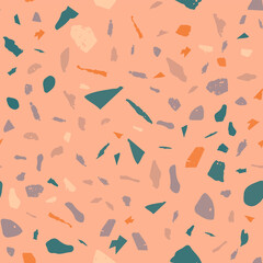 Terrazzo seamless pattern. Orange classic flooring