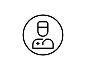 Line Doctor icon isolated on white background. Outline symbol for website design, mobile application, ui. Doctor pictogram. Vector illustration. Doctor stroke. Eps10