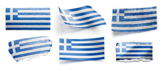 Set of the national flag of Greece on a white background