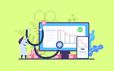 Stethoscope result analytic vector concept illustration