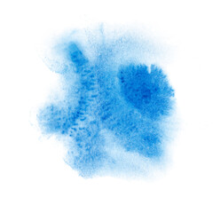 Blue blurry watercolor stain. Aquarelle