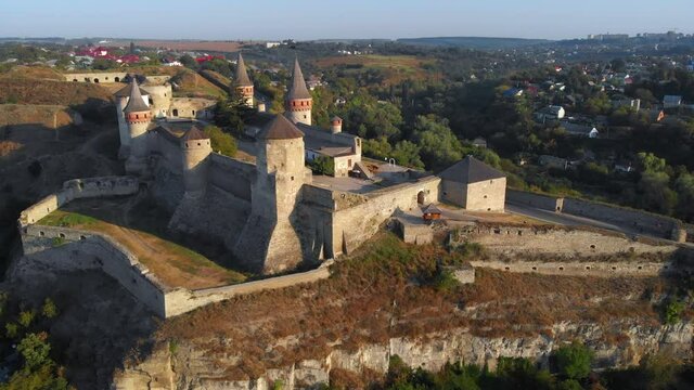 Imposing Structure of Kamianets Podilskyi Castle in Ukraine