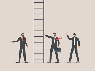businessman climbing career ladder way up new job opportunities