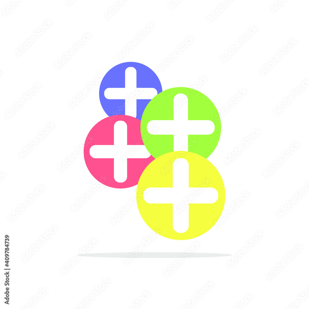 Poster Plus icons with trendy isolated backgrounds. plus icons for your website design Clock icon logo, app, UI. Clock icon Vector illustration, EPS10.